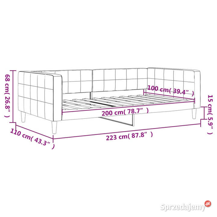 Sofa z funkcją spania jasnoszara obita aksamitem 110cm mazowieckie Warszawa sprzedam