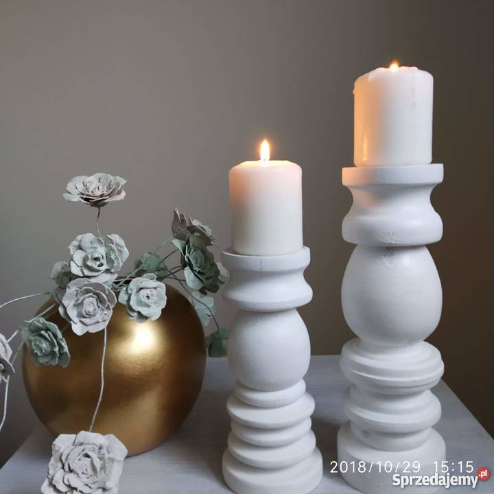 Świecznik drewniany ręcznie toczony rękodzieło Bydgoszcz