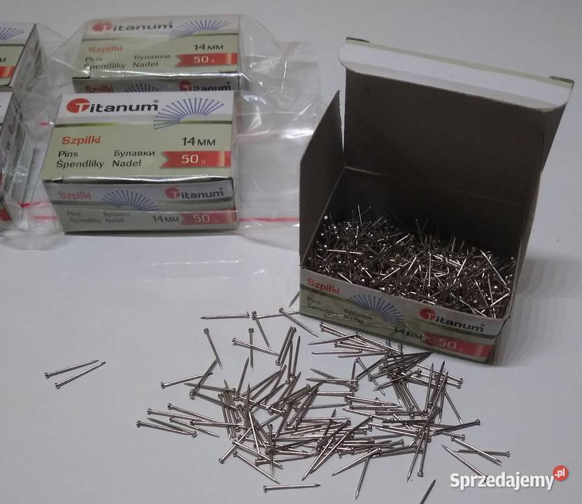 Szpilki krawieckie krótkie 14mm 50g Titanum Gdańsk sprzedam