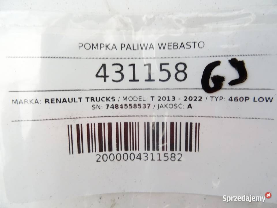 POMPKA PALIWA WEBASTO RENAULT TRUCKS T