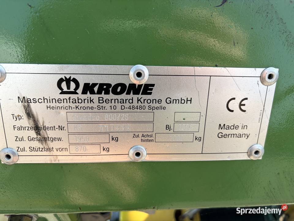 Zgrabiarka 2 karuzelowa Krone Swadro 800 26 Myszyniec