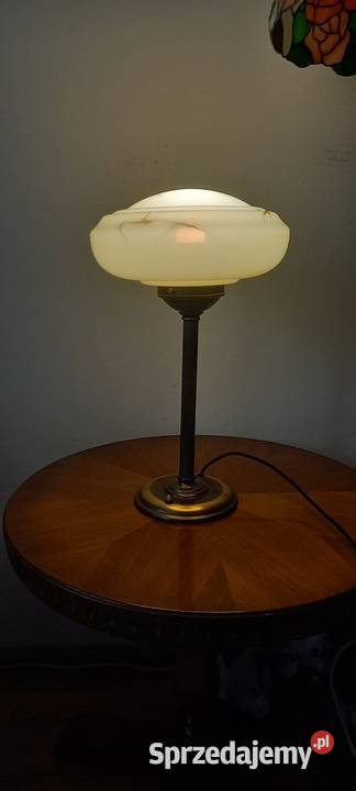 Mosiężna lampa gabinetowa klosz w marmurkowy łódzkie Skierniewice sprzedam