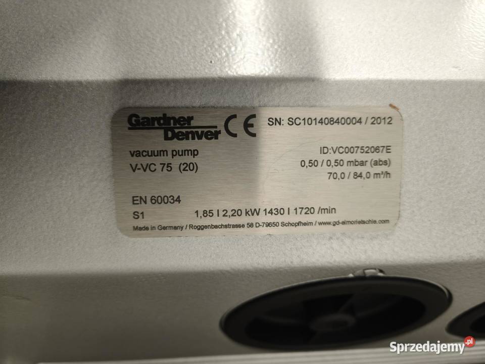 Pompa Próżniowa Gardner Denver VVC 75 2012 Wieliczka
