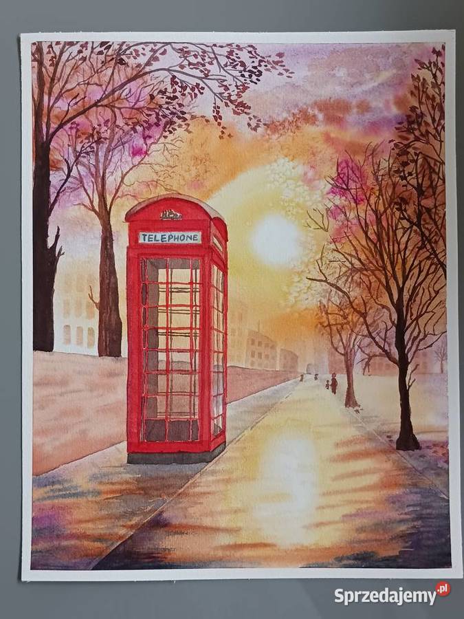 Akwarela Obraz Angielska Budka 24 x 30 Poznań