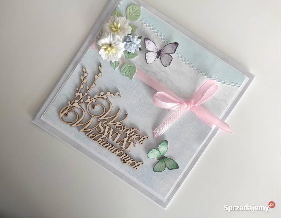 Kartka ręcznie robiona wielkanocna handmade 2 łódzkie Łódź