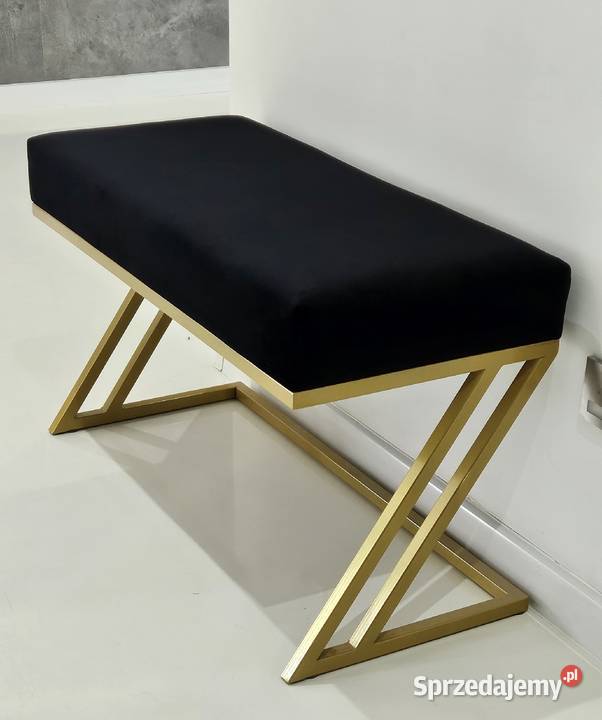Ławka tapicerowana LOFT złota czarna welurowa 35cm Ławki Ławki Wrocław