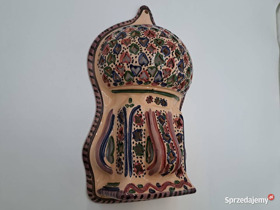 Kinkiet świecznik ceramiczny ścienny ażurowy Olkusz