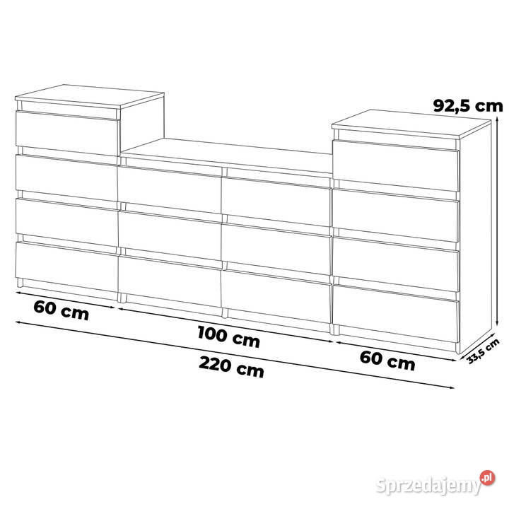 Komoda 14 Szuflad 220 Loft Stolik Szafka Rtv 92.5cm Elbląg sprzedam