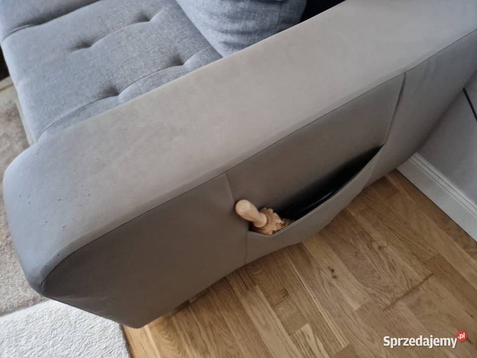 Narożnik rozkładany jasny BEZOWYSZARY wygodny w małopolskie Kraków sprzedam