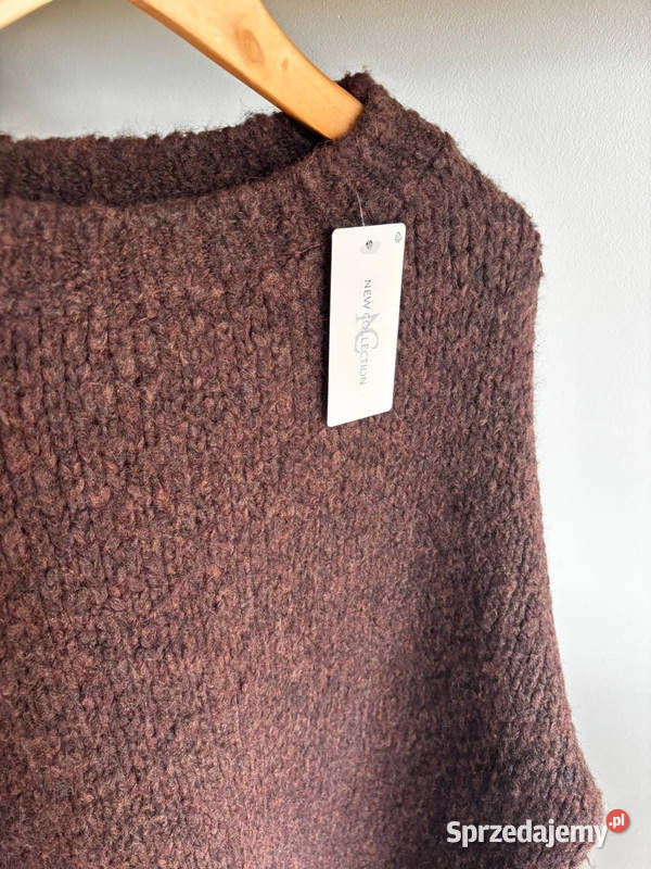 Sweter damski z grubym splotem gorzka czekolada Szczecin
