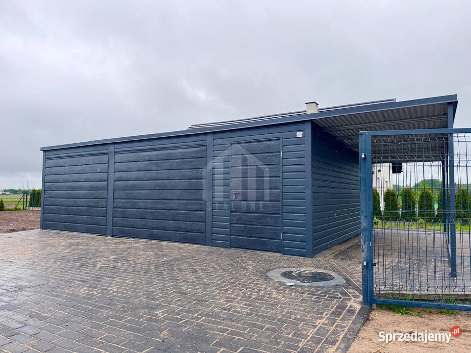 Garaż blaszany 8x5m wiata 2m 2x brama uchylna samodzielny Sprzedaż zachodniopomorskie Drawsko Pomorskie