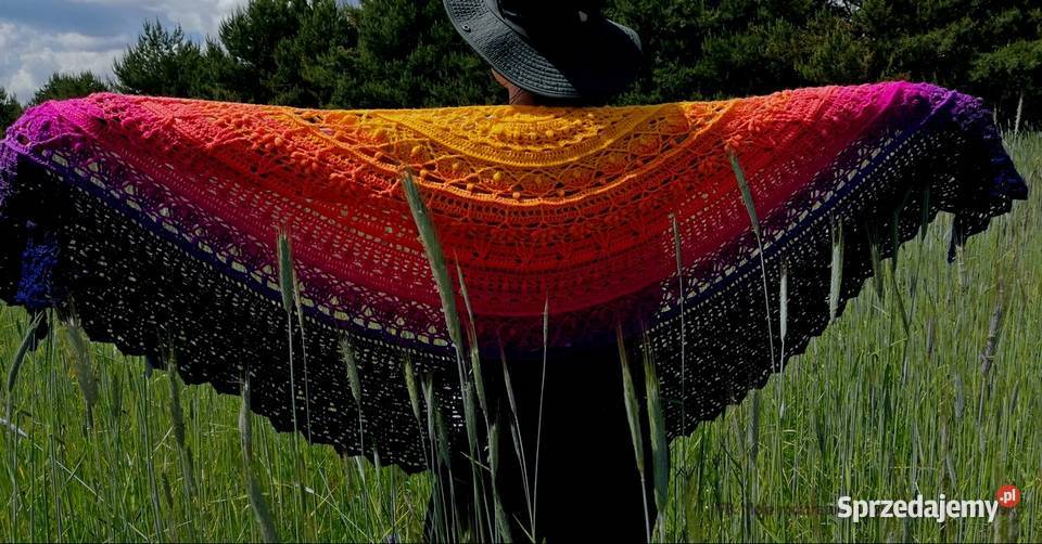 Chusta Ombre kolor Letni zmierzch rękodzieło na Dla kobiet Skarżysko-Kamienna