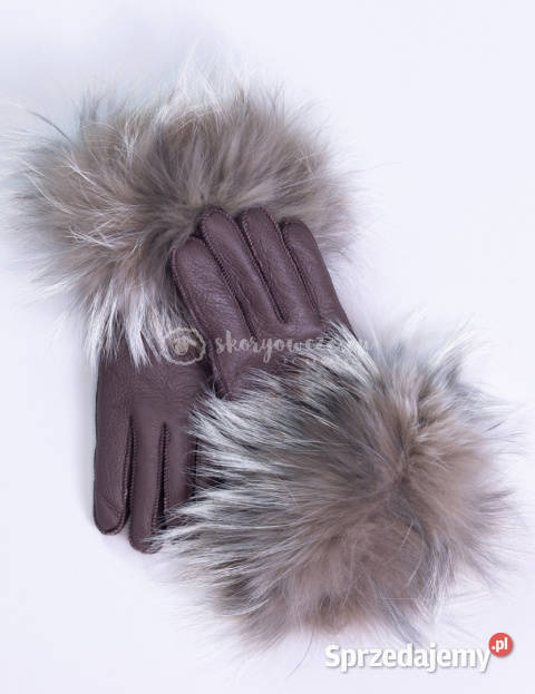 Brązowo czekoladowe rękawiczki damskie skórzane Szaflary