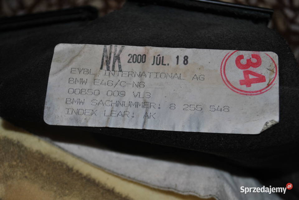 Poszycie oparcia fotela pasażera BMW E46cabrio Poręba sprzedam