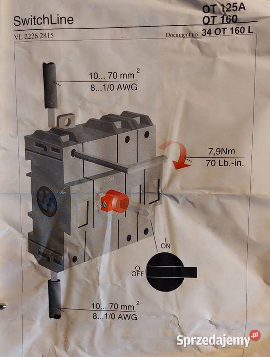Rozłącznik izolacyjny 3P 160A z napędem