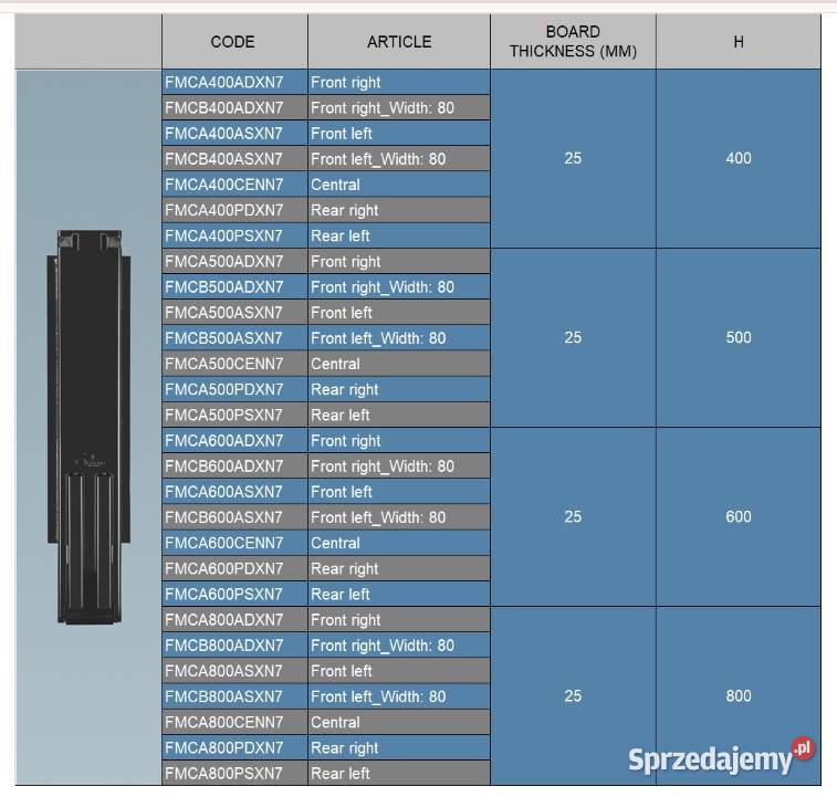 Słupek wypinany do burty 600mm tył lewy G38W Przysieka Polska