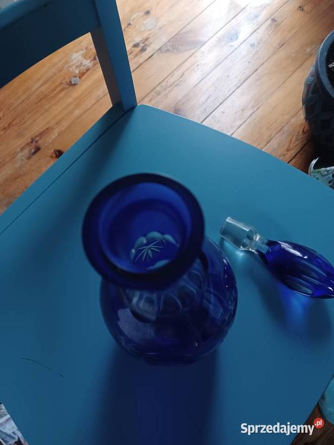 Karafka kryształowa Hortensja kobalt Porcelana i szkło Łódź
