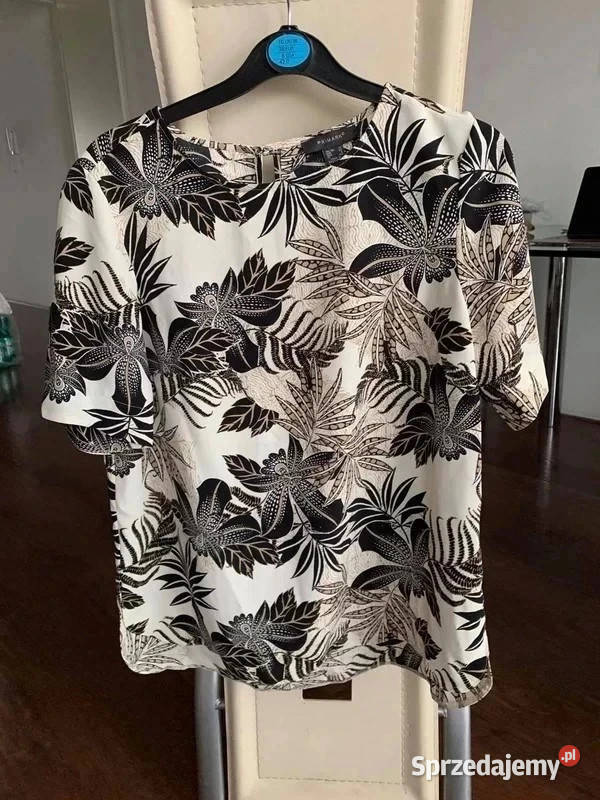 Bluzka w kwiaty czarnokremowe 40 nowa tshirt sprzedam
