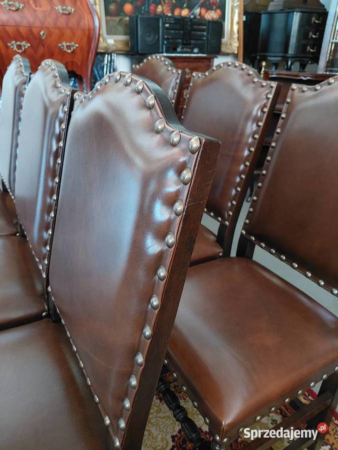 Eleganckie stylowe krzesła skórzane 6 sztuk Białystok