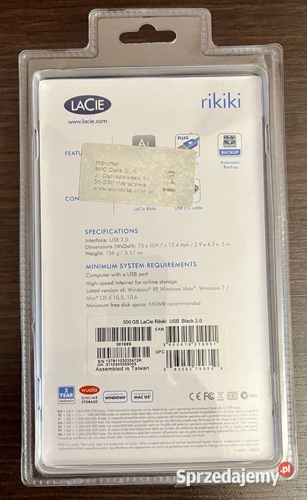 Dysk 500 GB HDD Lacie Rikiki 500 GB HiSpeed USB Piaseczno