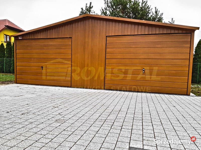Ładny Garaż Blaszany Drewnopodobny Konstrukcja 42m2 mazowieckie Grodzisk Mazowiecki