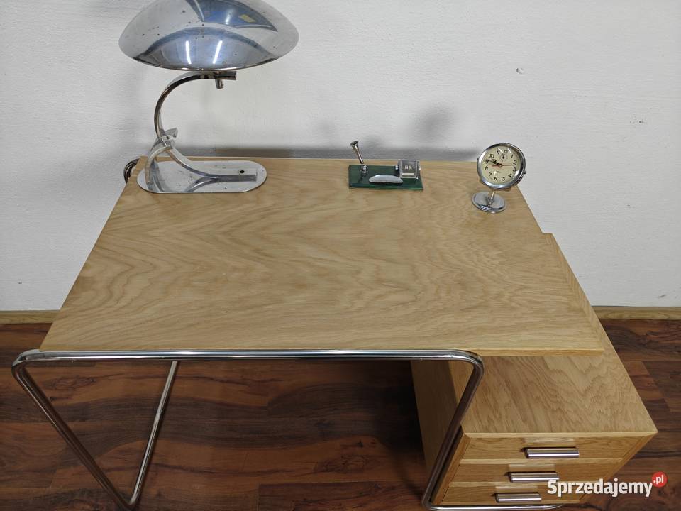 Biurko Chrom Dąb Modernizm Bauhaus Art Deco Warszawa