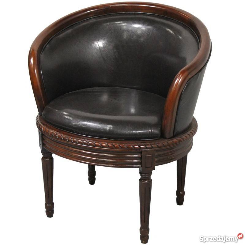 krzesło fotel rzeźbiony stylowy okrągły gabinetowy