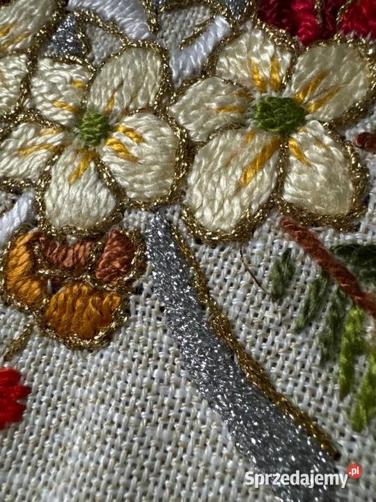 bieżnik ręcznie haftowany motywy Świąteczne Zabrze