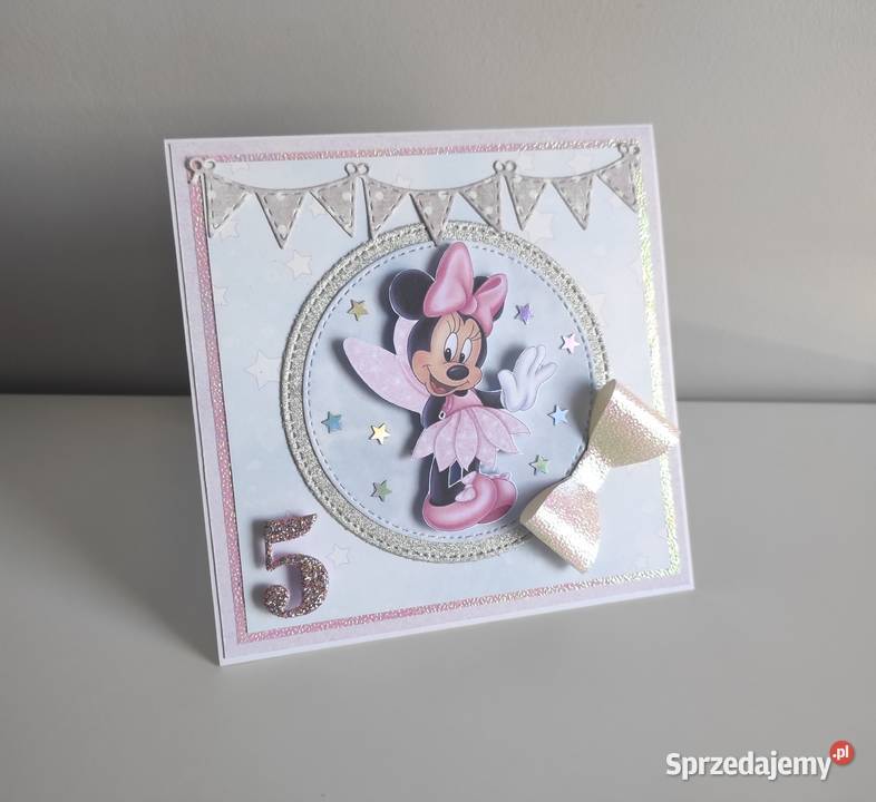 Kartka ręcznie robiona na urodziny Myszka Minnie łódzkie Łódź