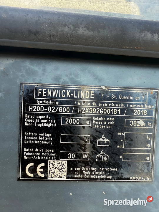 wózek widłowy LINDE H20D02600 2500 Triplex 470m Działoszyn sprzedam