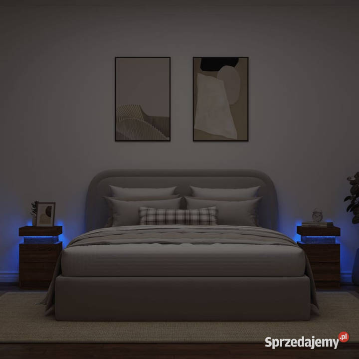 Szafki nocne z LED 2 brązowy dąb 35x39x55