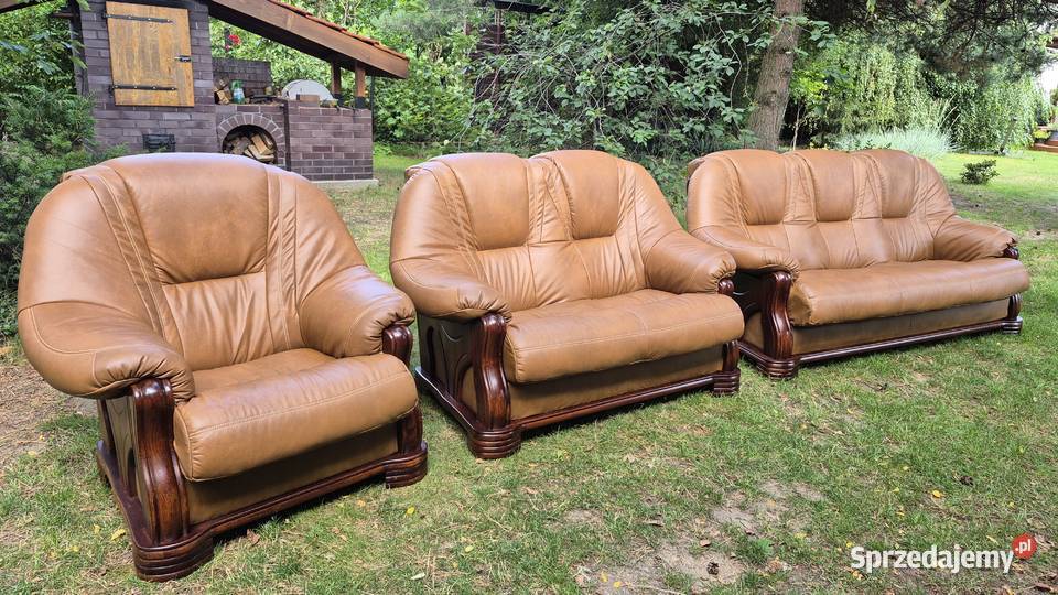 Komplet wypoczynkowy 3 2 1 Nowa skóra naturalna Komplety wypoczynkowe