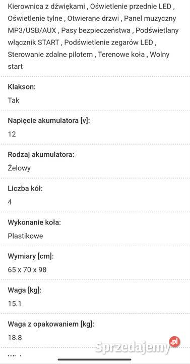 Sprzedam samochód dziecka Nowy Sącz