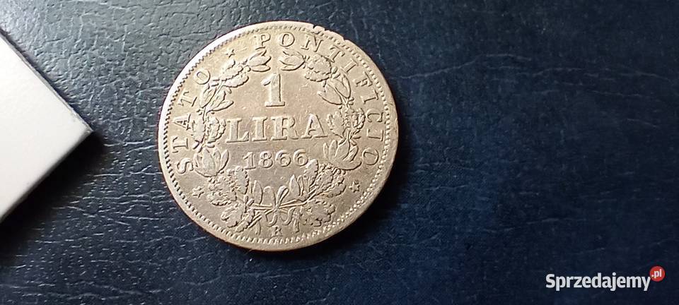 Stare monety 1 lir 1866 Włochy srebro podkarpackie Lesko