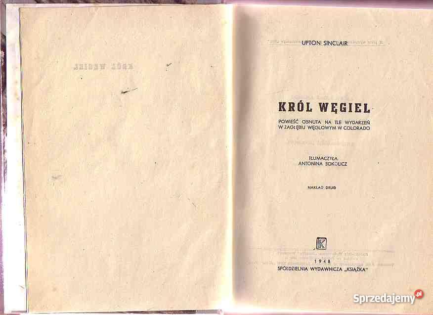 903 KRÓL WĘGIEL UPTON SINCLAIR POWIEŚĆ OSNUTA NA