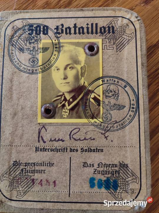 Niemiecka legitymacja wojskowa ll wojna światowa Dulcza Wielka sprzedam