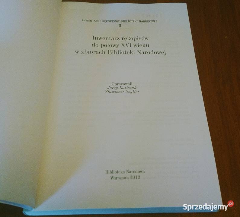 Inwentarz rękopisów do połowy XVI wieku w