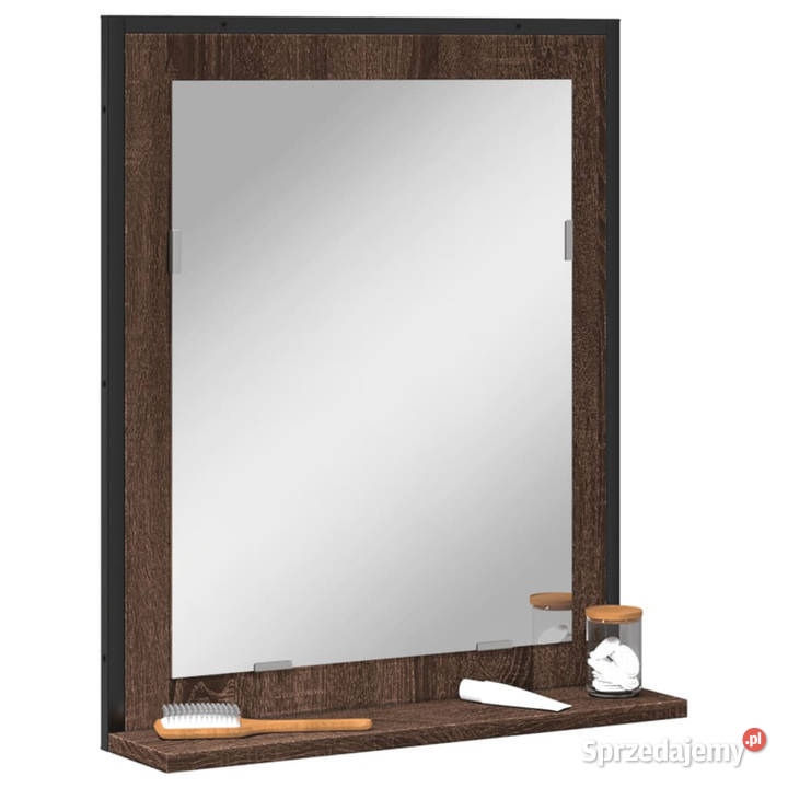 Lustro łazienkowe z półką brązowy dąb 50x12x60 Warszawa