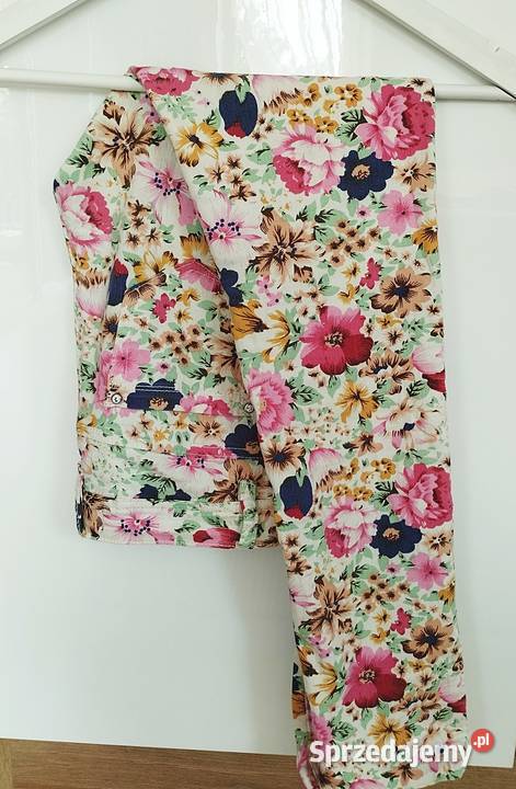 Madonna Letnie kolorowe spodnie kwiaty Rozmiar S Długie Olsztyn sprzedam