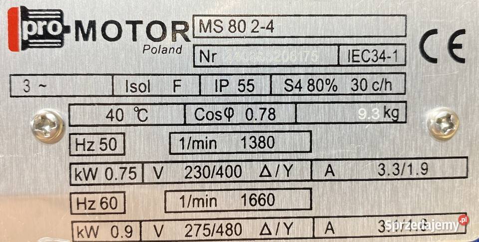 motoreduktor przekładnia 075kW 23obr 3fazowy kujawsko-pomorskie sprzedam