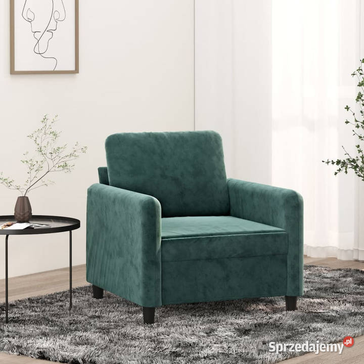 Fotel ciemnozielony 60 obity aksamitem WM359424 mazowieckie Warszawa