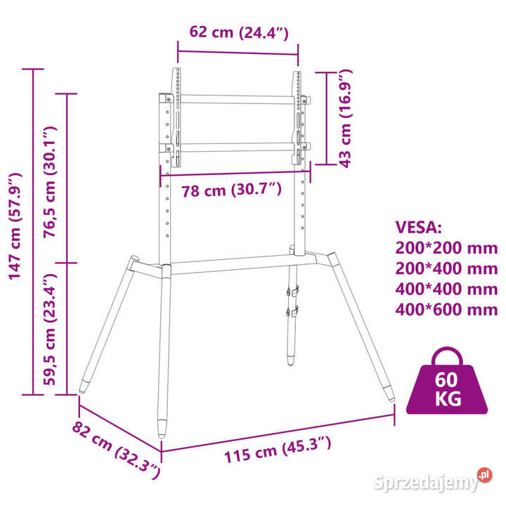 Stojak z uchwytem do TV 3786 VESA maks 400x600 Pozostałe Warszawa