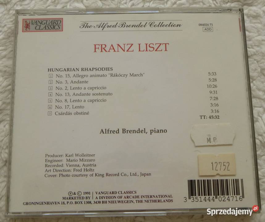 Płyta CD Alfred Brendel Franz Liszt Rapsodie CD Płyty i kasety Warszawa