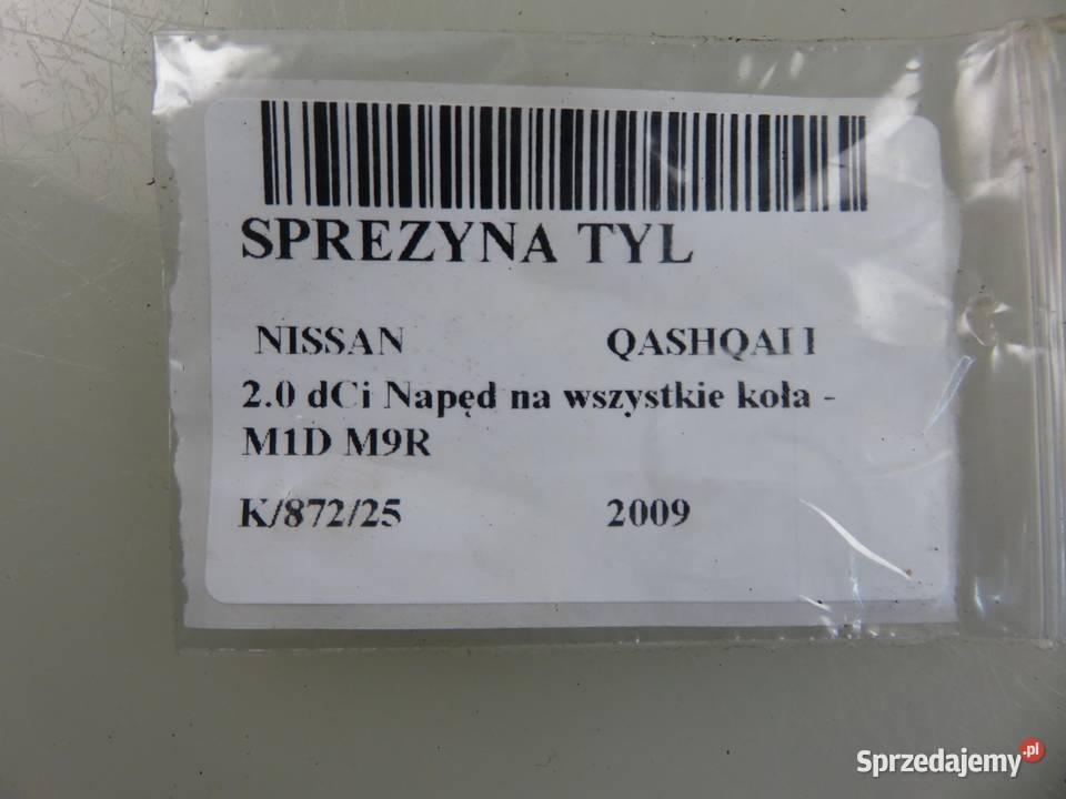 SPRĘŻYNY TYŁ NISSAN QASHQAI I 20 dCi AWD Sprężyny zawieszenia