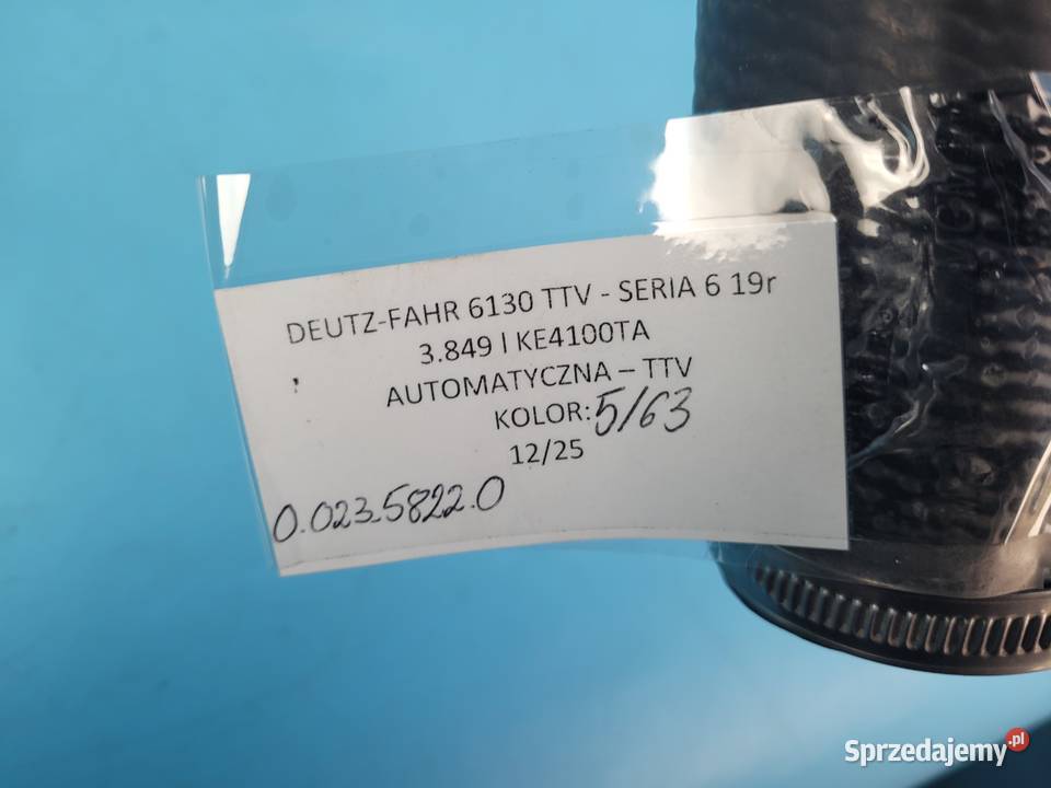 DEUTZFAHR 6130 TTV PRZEWÓD RURA WĄŻ INTERCOOLERA Kolno