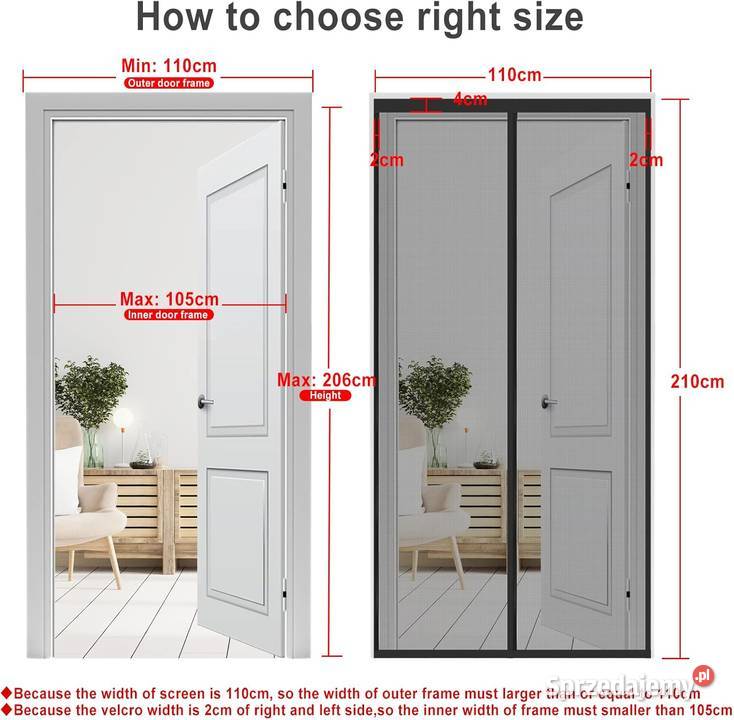 Cinkiee moskitiera na drzwi 110x210 Dzietrzkowice