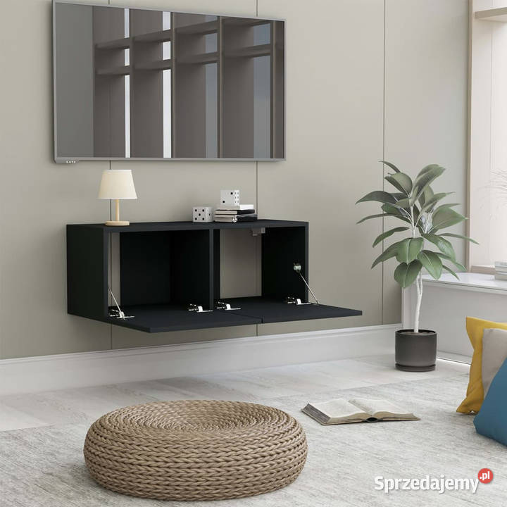 Szafka TV czarna 80x30x30 materiał Warszawa
