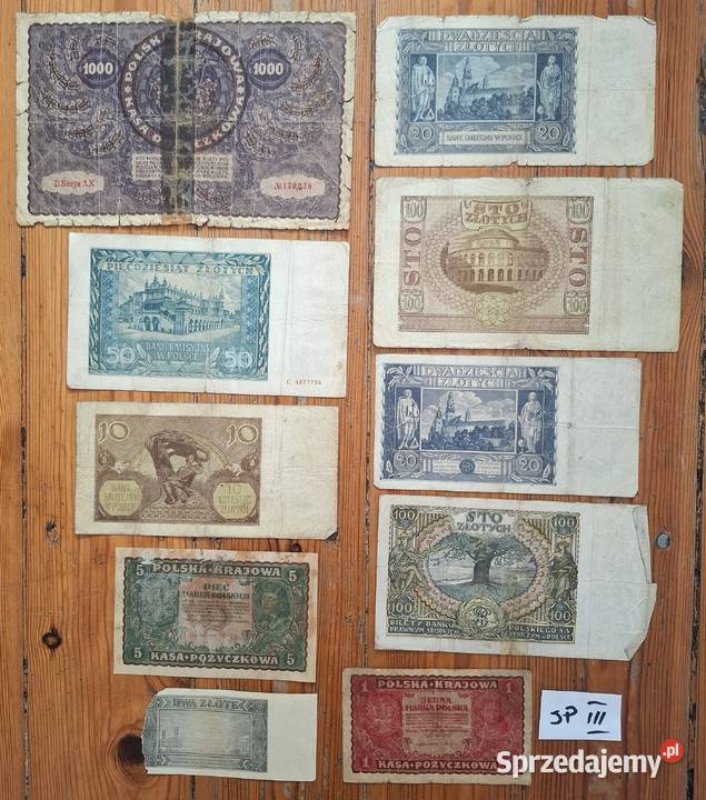 Zestaw Starych Banknotów x10 Stara Polska SPIII Gliwice