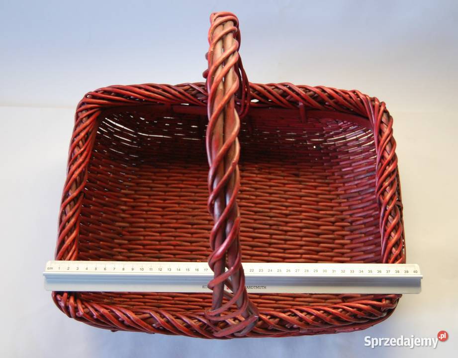Kosz pleciony drewniany wiśniowy bordowy rattan Pozostałe lubelskie Lublin