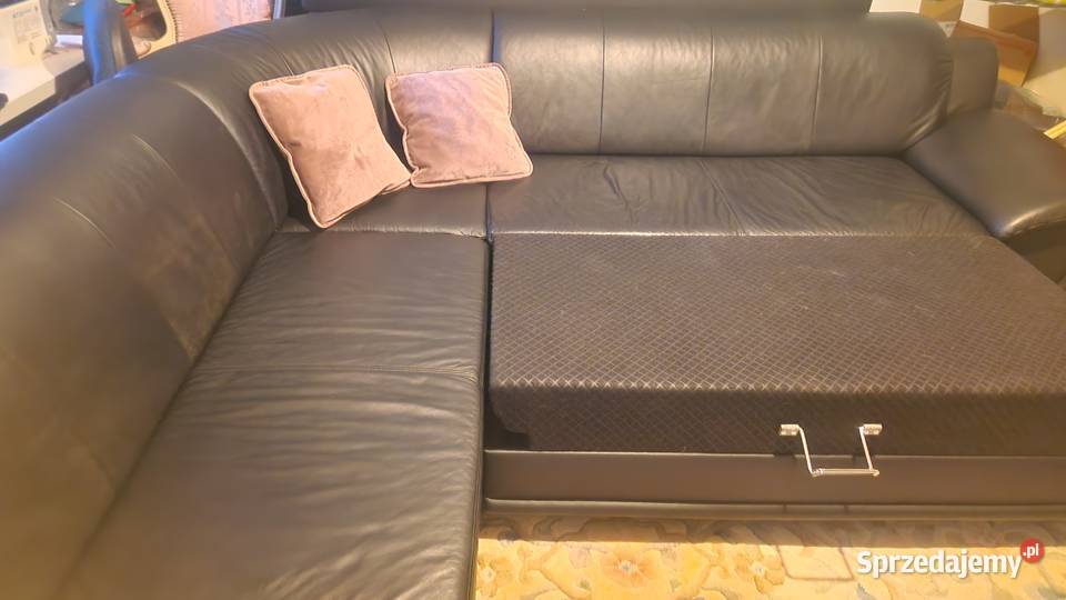 Narożnik ze skóry z funkcją spania Bielawa